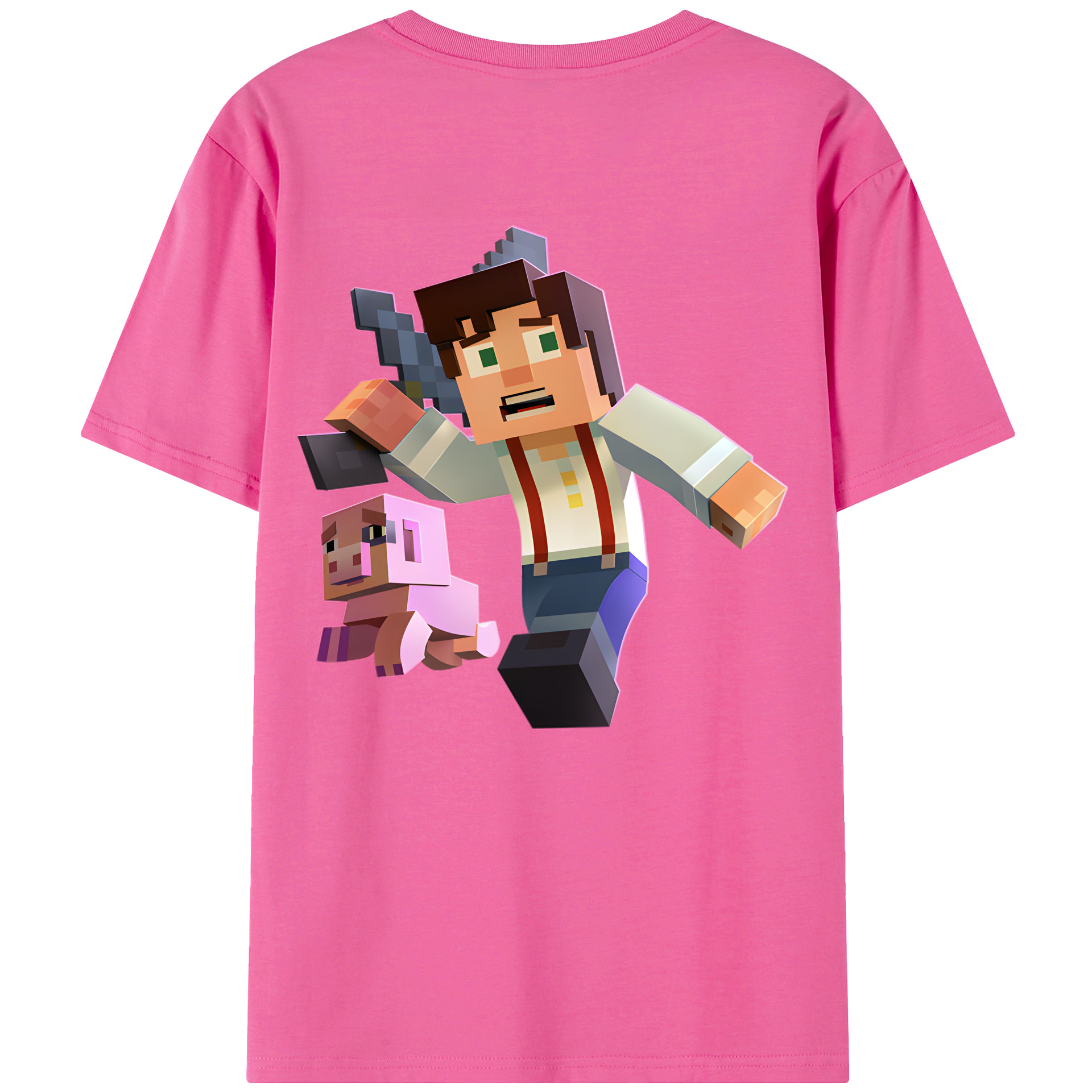 （画像用） マインクラフト ブロックの世界 Minecraft MC Block world レディース半袖Tシャツ(バックプリント)